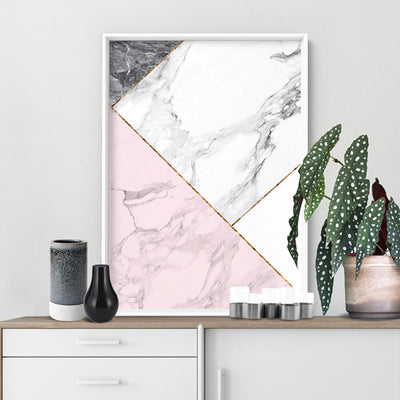 Geometric Marble Slices II - Art Print, Poster, Stretched Canvas or Framed Wall Art Prints, shown framed in a room