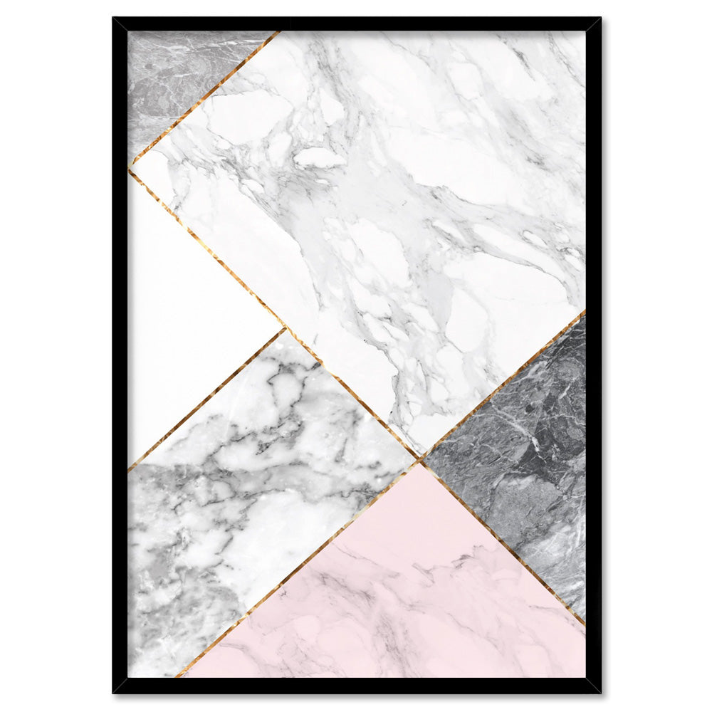 Geometric Marble Slices III - Art Print, Poster, Stretched Canvas, or Framed Wall Art Print, shown in a black frame