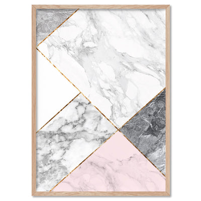Geometric Marble Slices III - Art Print, Poster, Stretched Canvas, or Framed Wall Art Print, shown in a natural timber frame