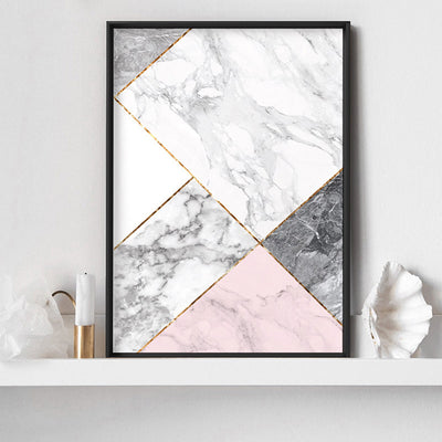 Geometric Marble Slices III - Art Print, Poster, Stretched Canvas or Framed Wall Art Prints, shown framed in a room