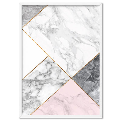 Geometric Marble Slices III - Art Print, Poster, Stretched Canvas, or Framed Wall Art Print, shown in a white frame