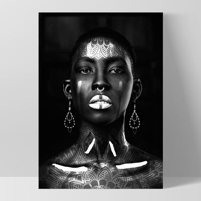 Tribal African Queen - Art Print, Poster, Stretched Canvas, or Framed Wall Art Print, shown as a stretched canvas or poster without a frame