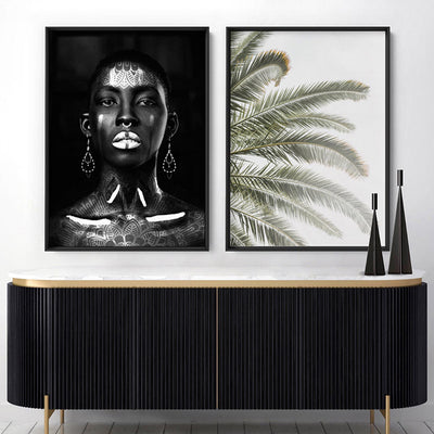 Tribal African Queen - Art Print, Poster, Stretched Canvas or Framed Wall Art, shown framed in a home interior space