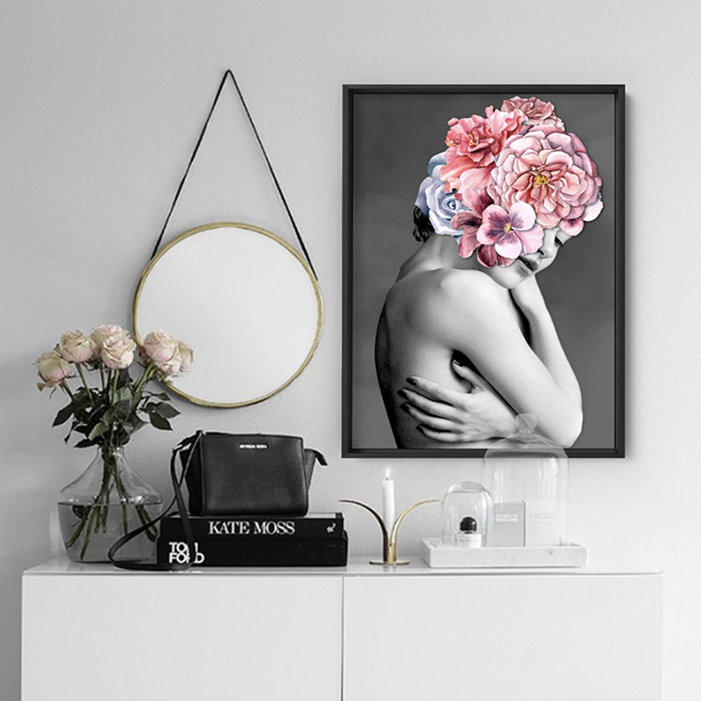 Floral Crown I - Art Print, Poster, Stretched Canvas or Framed Wall Art Prints, shown framed in a room