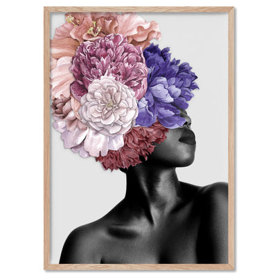 Floral Crown II - Art Print, Poster, Stretched Canvas, or Framed Wall Art Print, shown in a natural timber frame