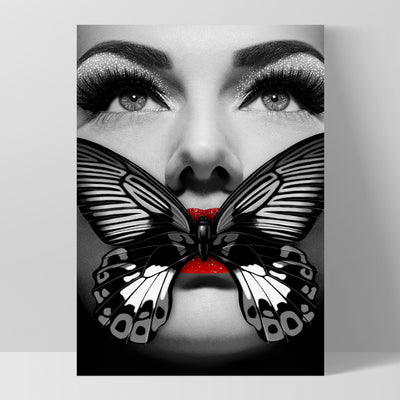 Butterfly Lips - Art Print, Poster, Stretched Canvas, or Framed Wall Art Print, shown as a stretched canvas or poster without a frame