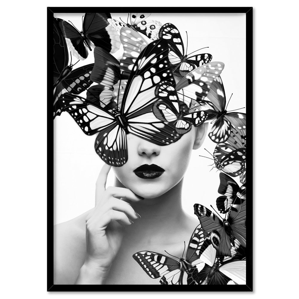 Butterflies En Vogue II - Art Print, Poster, Stretched Canvas, or Framed Wall Art Print, shown in a black frame