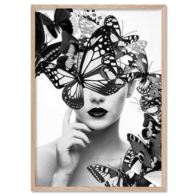 Butterflies En Vogue II - Art Print, Poster, Stretched Canvas, or Framed Wall Art Print, shown in a natural timber frame