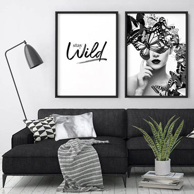 Butterflies En Vogue II - Art Print, Poster, Stretched Canvas or Framed Wall Art, shown framed in a home interior space