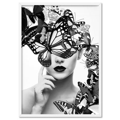 Butterflies En Vogue II - Art Print, Poster, Stretched Canvas, or Framed Wall Art Print, shown in a white frame