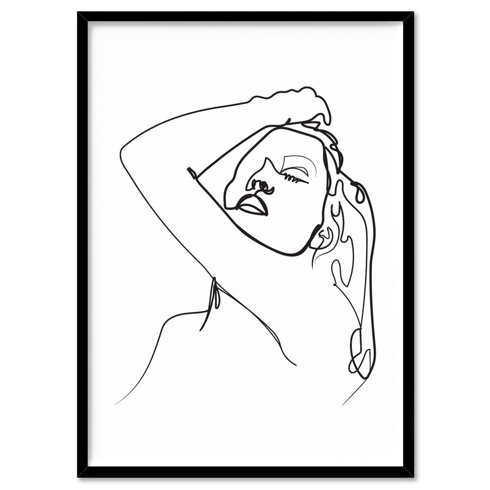 Naked Nude Line Drawing I - Art Print, Poster, Stretched Canvas, or Framed Wall Art Print, shown in a black frame