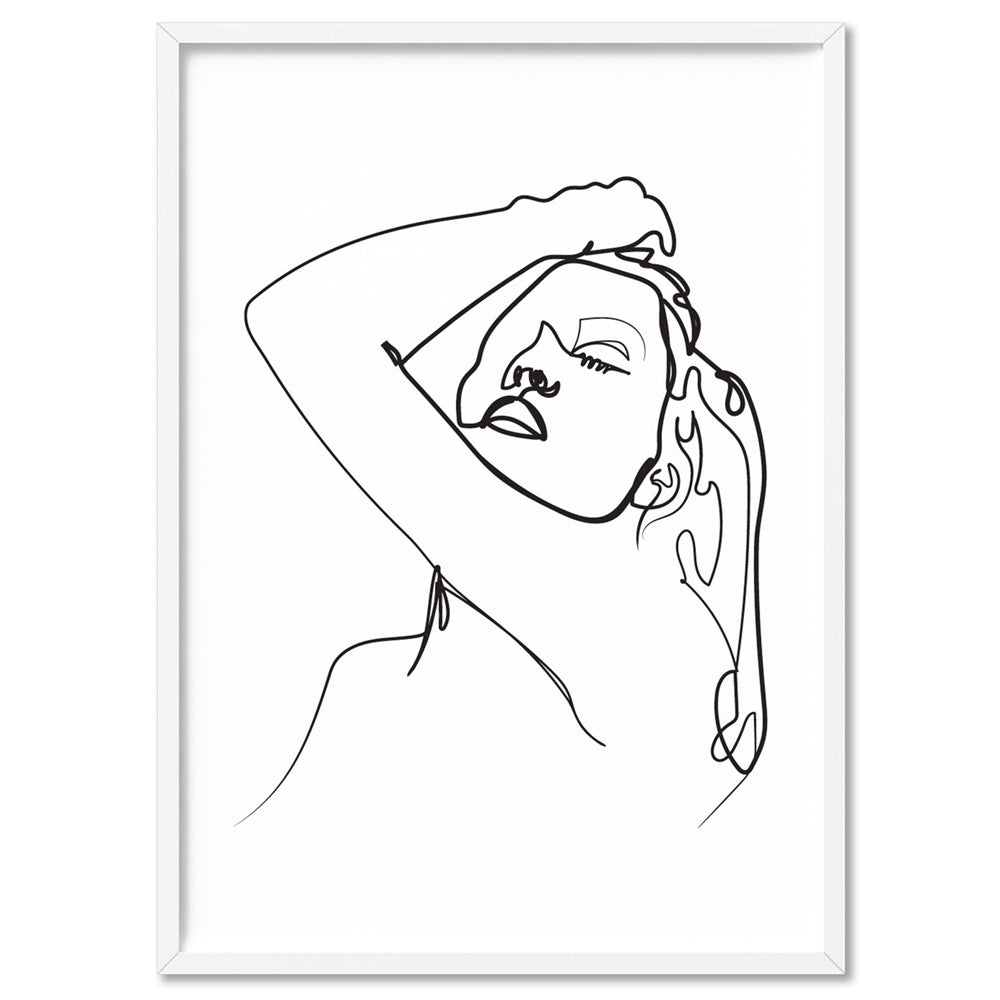 Naked Nude Line Drawing I - Art Print, Poster, Stretched Canvas, or Framed Wall Art Print, shown in a white frame