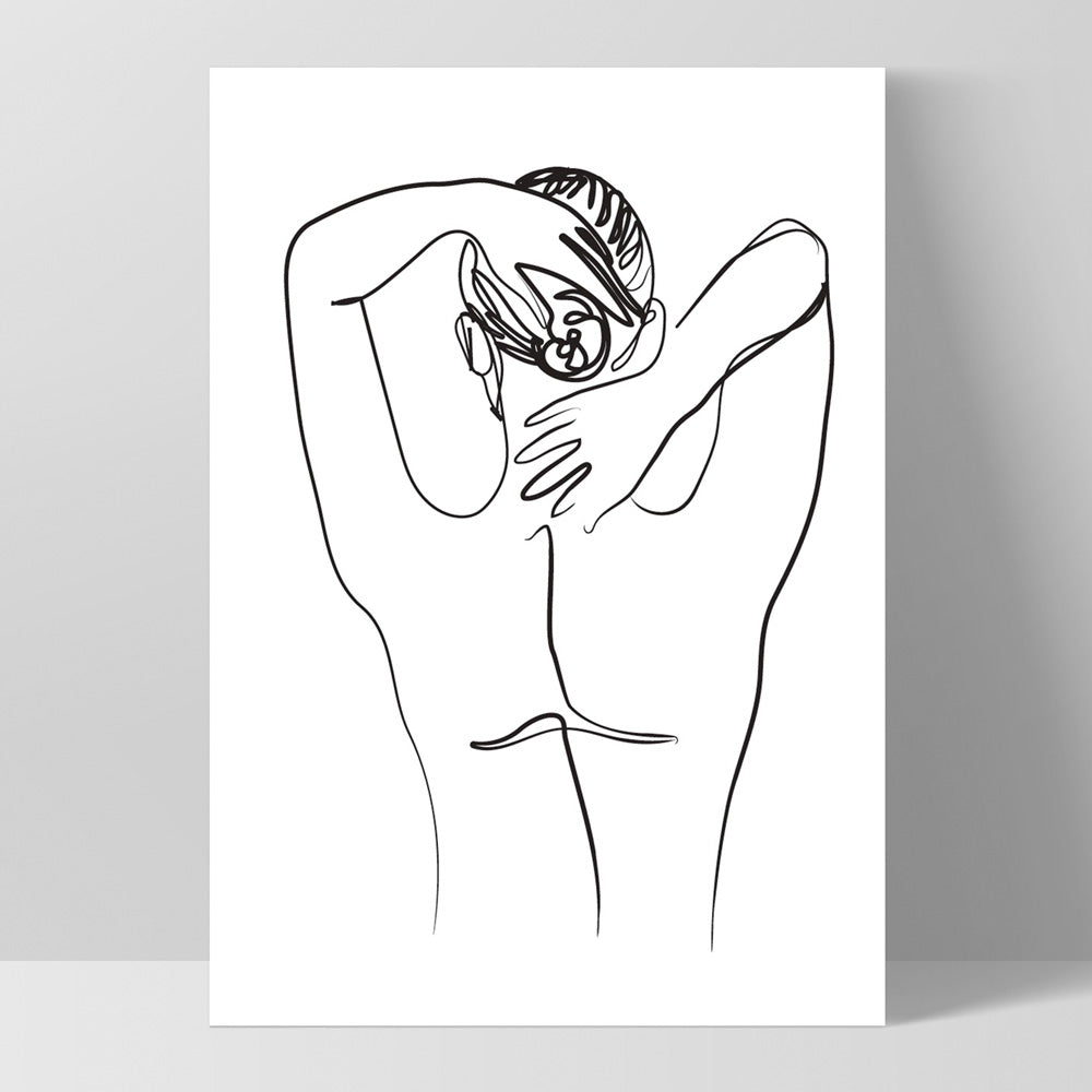 Naked Nude Line Drawing II - Art Print, Poster, Stretched Canvas, or Framed Wall Art Print, shown as a stretched canvas or poster without a frame