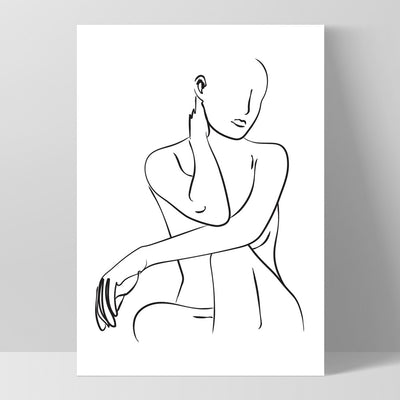 Naked Nude Line Drawing III - Art Print, Poster, Stretched Canvas, or Framed Wall Art Print, shown as a stretched canvas or poster without a frame