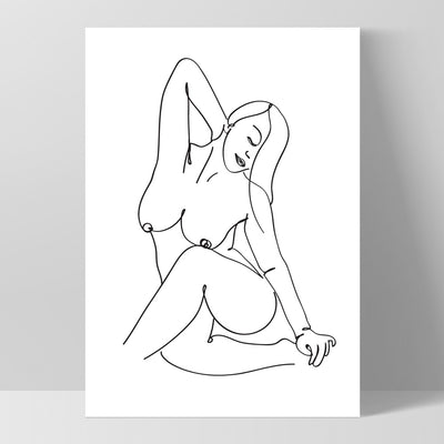 Naked Nude Line Drawing IV - Art Print, Poster, Stretched Canvas, or Framed Wall Art Print, shown as a stretched canvas or poster without a frame