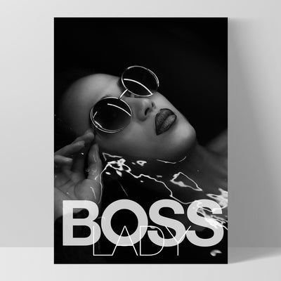 BOSS Lady Black and White I - Art Print, Poster, Stretched Canvas, or Framed Wall Art Print, shown as a stretched canvas or poster without a frame