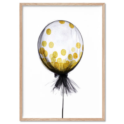 Mesh Designer Balloon with Confetti inside - Art Print, Poster, Stretched Canvas, or Framed Wall Art Print, shown in a natural timber frame