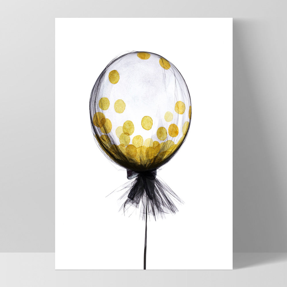Mesh Designer Balloon with Confetti inside - Art Print, Poster, Stretched Canvas, or Framed Wall Art Print, shown as a stretched canvas or poster without a frame