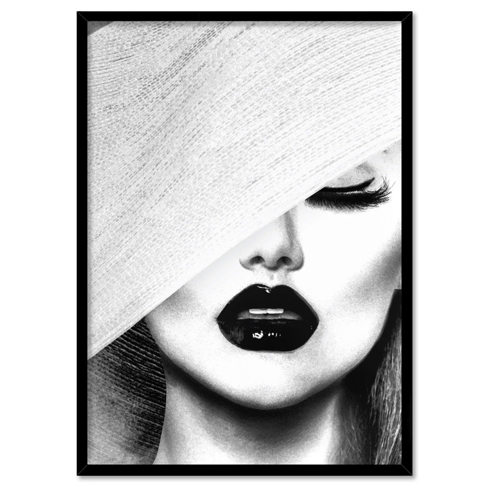 Black & White Glam Portrait - Art Print, Poster, Stretched Canvas, or Framed Wall Art Print, shown in a black frame