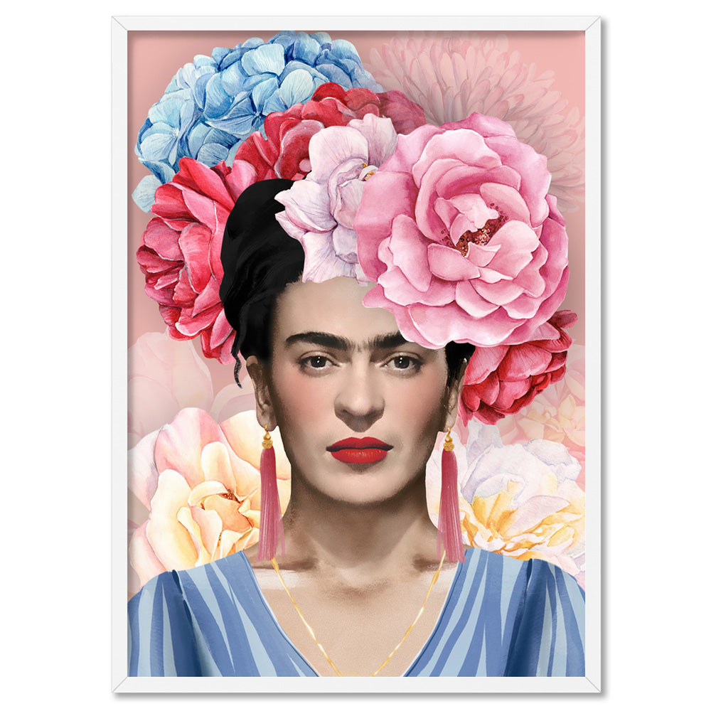 Frida Florals Watercolour Art Print. Chic Frida Kahlo Poster – Print ...