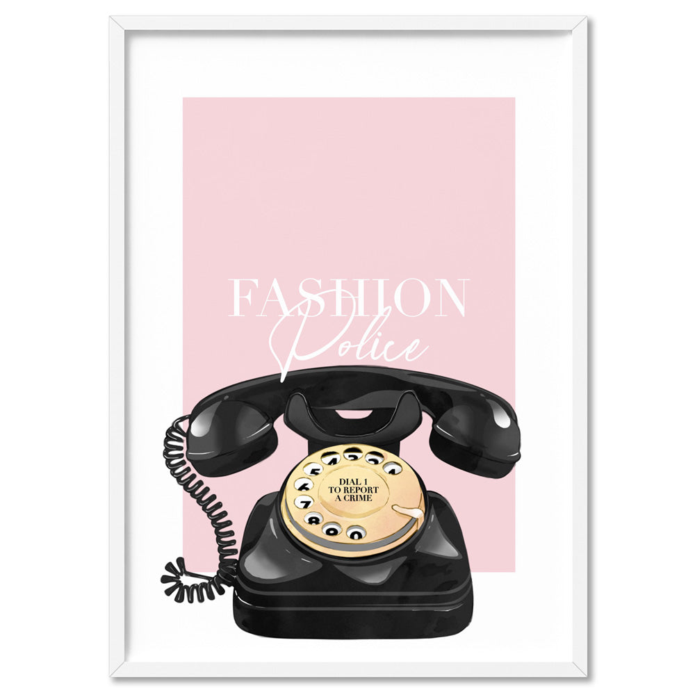 Fashion Police Speed Dial  - Art Print, Poster, Stretched Canvas, or Framed Wall Art Print, shown in a white frame