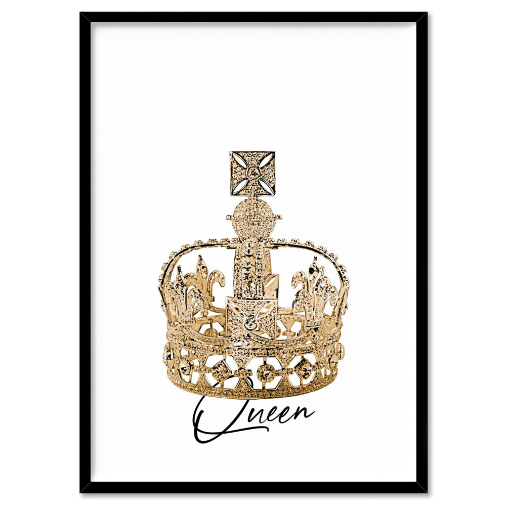 Crowned Queen - Art Print, Poster, Stretched Canvas, or Framed Wall Art Print, shown in a black frame