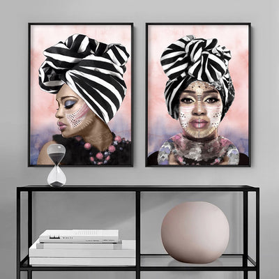 Imani Portrait I - Art Print by Vanessa, Poster, Stretched Canvas or Framed Wall Art, shown framed in a home interior space