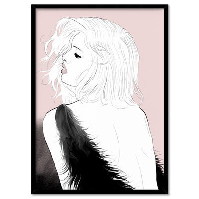 Fashion Illustration | Olivia - Art Print by Vanessa, Poster, Stretched Canvas, or Framed Wall Art Print, shown in a black frame