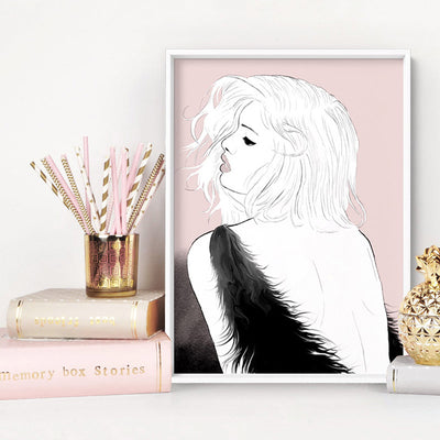 Fashion Illustration | Olivia - Art Print by Vanessa, Poster, Stretched Canvas or Framed Wall Art Prints, shown framed in a room