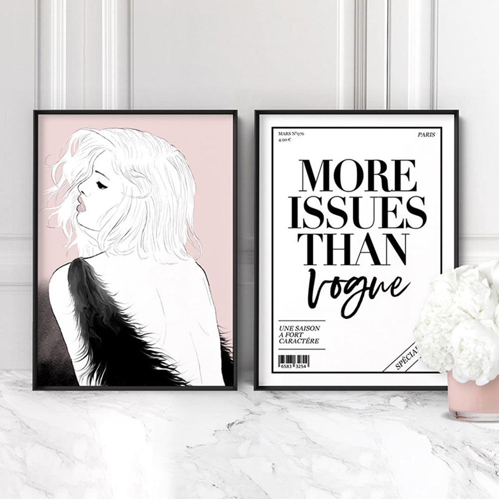 Fashion Illustration | Olivia - Art Print by Vanessa, Poster, Stretched Canvas or Framed Wall Art, shown framed in a home interior space