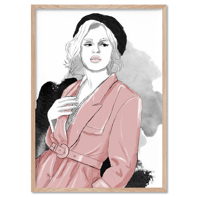 Fashion Illustration | Amelia - Art Print by Vanessa, Poster, Stretched Canvas, or Framed Wall Art Print, shown in a natural timber frame
