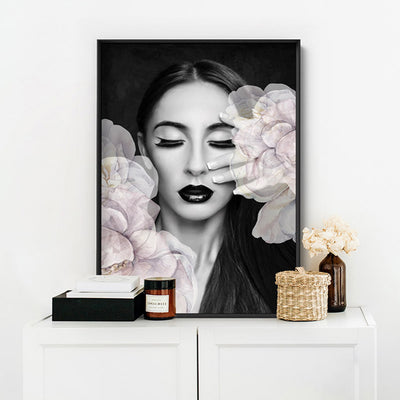 Strike a Pose in Bloom I - Art Print, Poster, Stretched Canvas or Framed Wall Art Prints, shown framed in a room