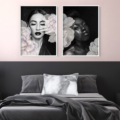 Strike a Pose in Bloom II - Art Print, Poster, Stretched Canvas or Framed Wall Art, shown framed in a home interior space