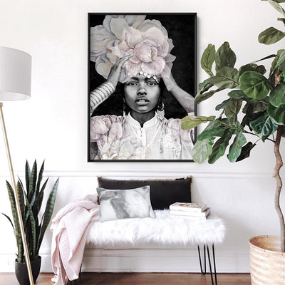 Strike a Pose in Bloom III - Art Print, Poster, Stretched Canvas or Framed Wall Art Prints, shown framed in a room