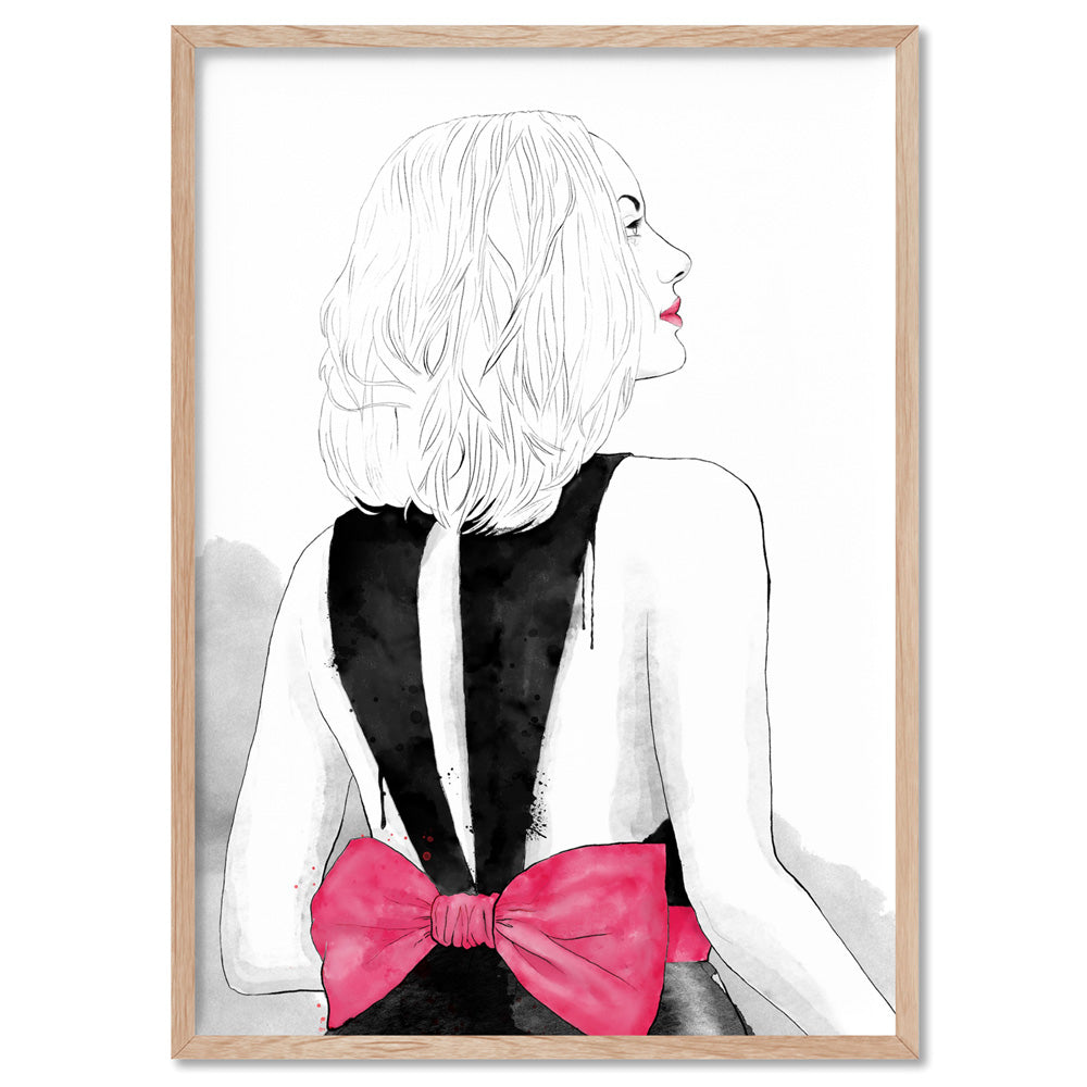Fashion Illustration | Mia - Art Print by Vanessa, Poster, Stretched Canvas, or Framed Wall Art Print, shown in a natural timber frame