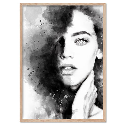 Evelyn Black & White  - Art Print by Vanessa, Poster, Stretched Canvas, or Framed Wall Art Print, shown in a natural timber frame