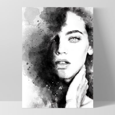 Evelyn Black & White  - Art Print by Vanessa, Poster, Stretched Canvas, or Framed Wall Art Print, shown as a stretched canvas or poster without a frame