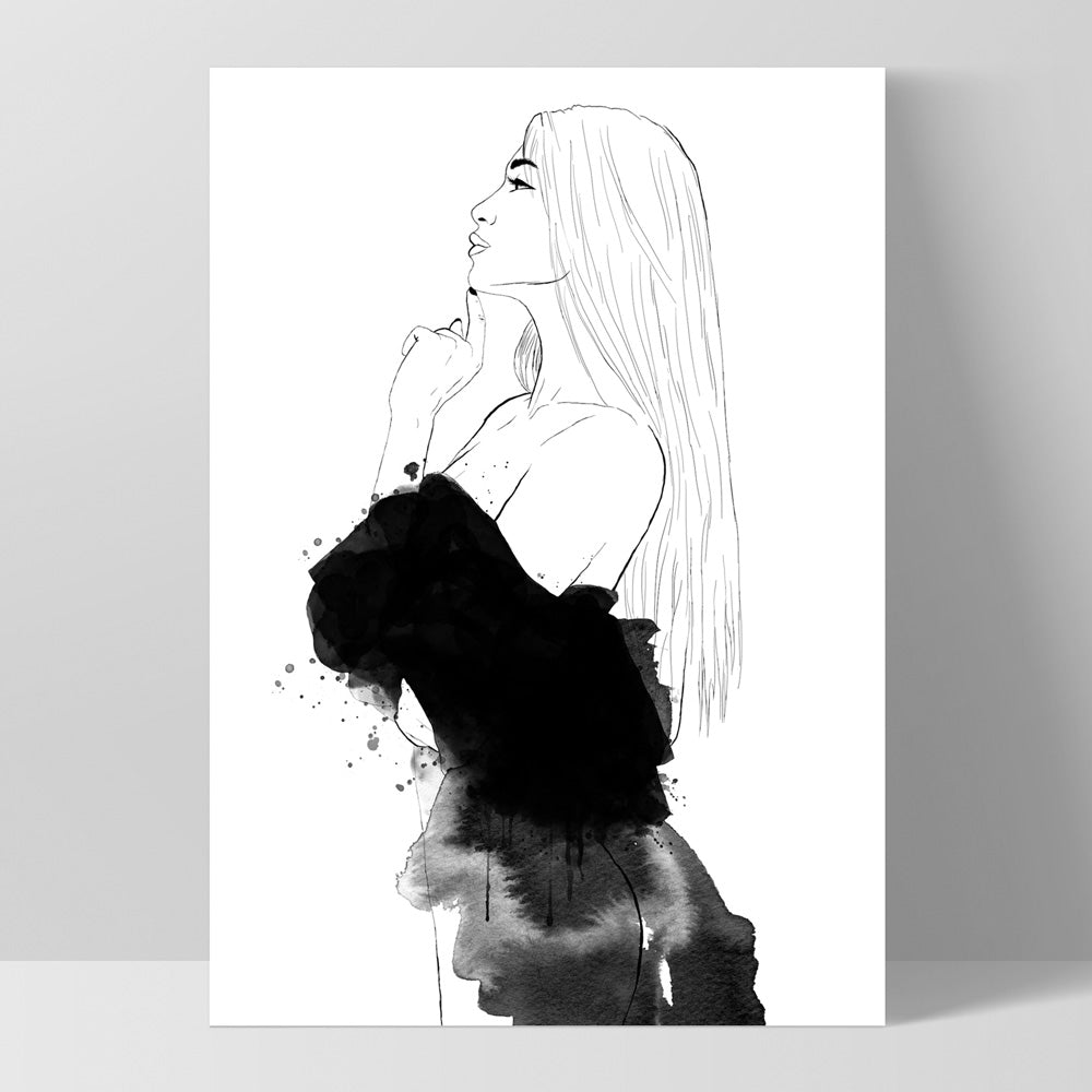 Fashion Illustration | Luna -  Art Print by Vanessa, Poster, Stretched Canvas, or Framed Wall Art Print, shown as a stretched canvas or poster without a frame