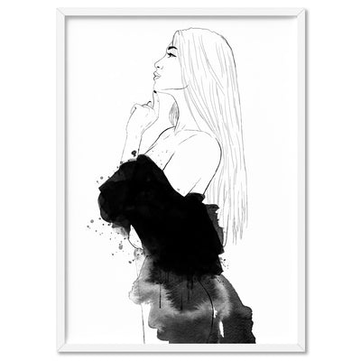 Fashion Illustration | Luna -  Art Print by Vanessa, Poster, Stretched Canvas, or Framed Wall Art Print, shown in a white frame