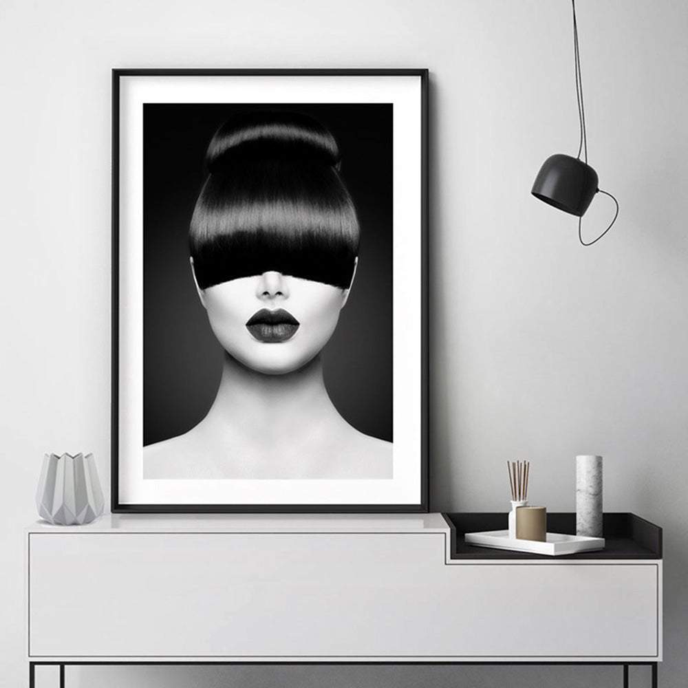 Chloe Masked  - Art Print, Poster, Stretched Canvas or Framed Wall Art Prints, shown framed in a room