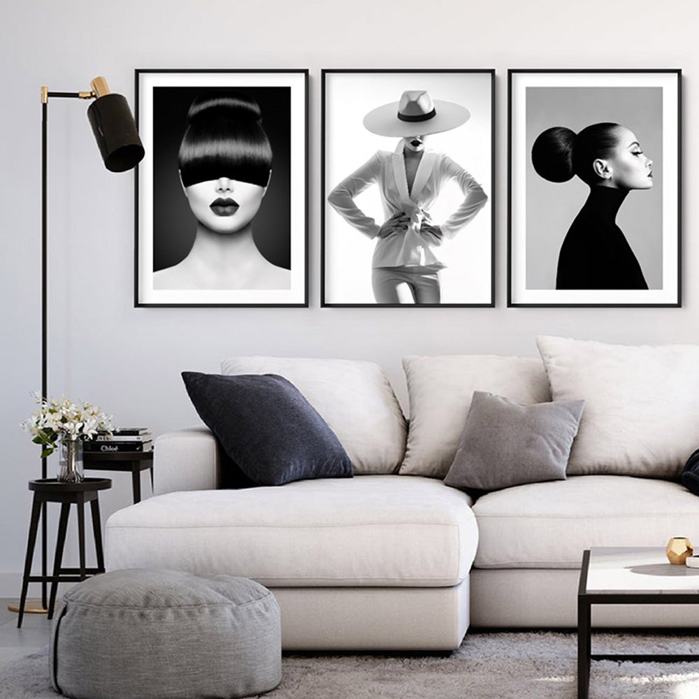 Chloe Masked  - Art Print, Poster, Stretched Canvas or Framed Wall Art, shown framed in a home interior space