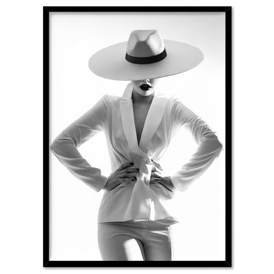 Scarlett Tuxedo - Art Print, Poster, Stretched Canvas, or Framed Wall Art Print, shown in a black frame