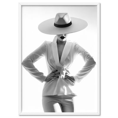 Scarlett Tuxedo - Art Print, Poster, Stretched Canvas, or Framed Wall Art Print, shown in a white frame