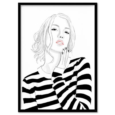 Fashion Illustration | Madison - Art Print by Vanessa, Poster, Stretched Canvas, or Framed Wall Art Print, shown in a black frame