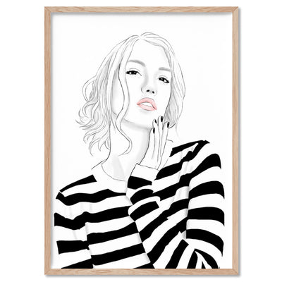 Fashion Illustration | Madison - Art Print by Vanessa, Poster, Stretched Canvas, or Framed Wall Art Print, shown in a natural timber frame