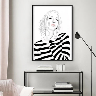 Fashion Illustration | Madison - Art Print by Vanessa, Poster, Stretched Canvas or Framed Wall Art Prints, shown framed in a room