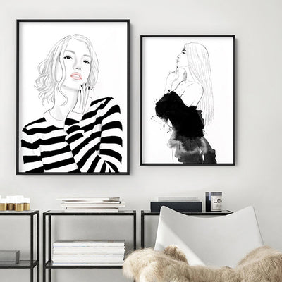 Fashion Illustration | Madison - Art Print by Vanessa, Poster, Stretched Canvas or Framed Wall Art, shown framed in a home interior space
