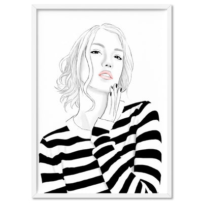 Fashion Illustration | Madison - Art Print by Vanessa, Poster, Stretched Canvas, or Framed Wall Art Print, shown in a white frame