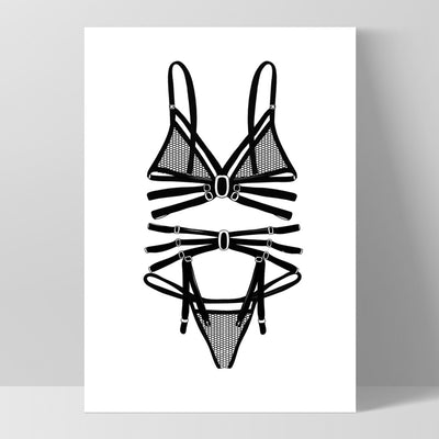 Lingerie | Fishnet - Art Print, Poster, Stretched Canvas, or Framed Wall Art Print, shown as a stretched canvas or poster without a frame