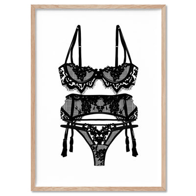 Lingerie | Eyelash Lace - Art Print, Poster, Stretched Canvas, or Framed Wall Art Print, shown in a natural timber frame